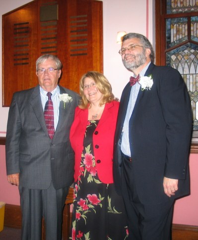 Minister Emeritus Rev. Dick Hood, Pres. Christine Loss, Pastor Lee Richards
